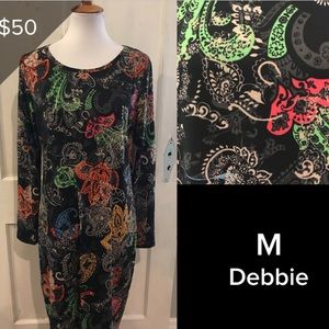 LuLaRoe Debbie Dress Long Sleeve Medium Paisley
